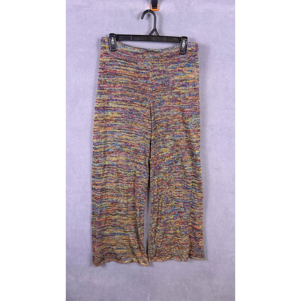 Earthbound Trading Co Knit Wide Leg Pants Womens S Multicolor Space Dye Boho 70s